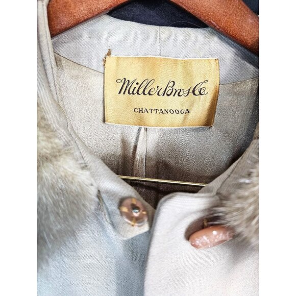 Vintage 1950s-60s MillerBresce By Fenway Beige Cashmere A-Line Coat With Fur Col - Picture 4 of 15